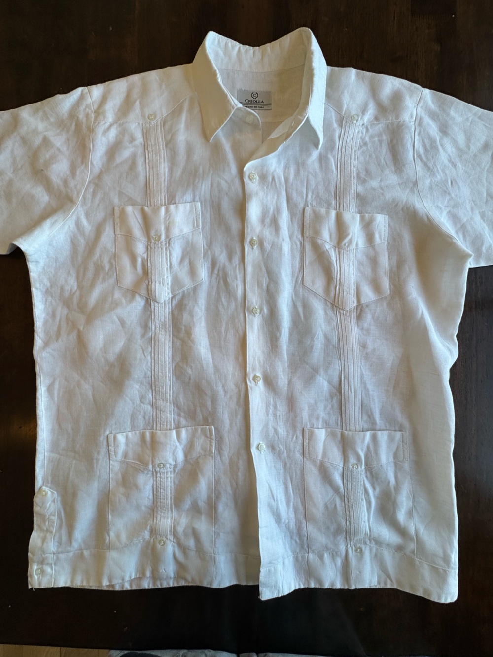 Criolla Guayabera Shirt Mens XL White Linen 4 Pocket Cuban Miami Party Beach